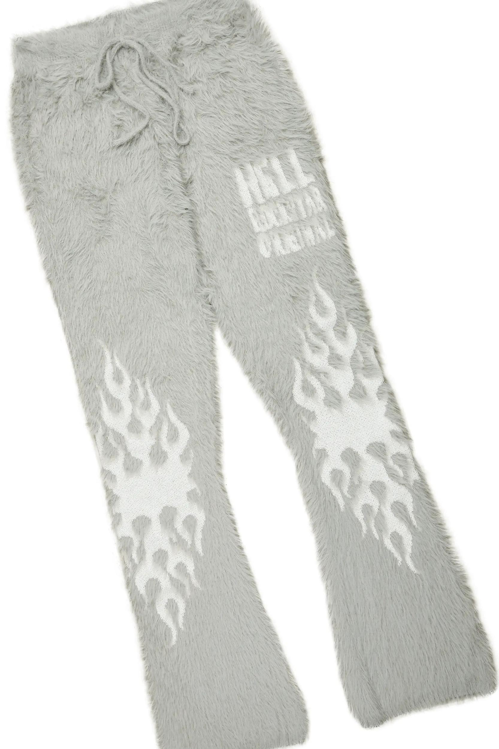 Toshio Grey Stacked Flare Knitted Mohair Track Set Male Product Image