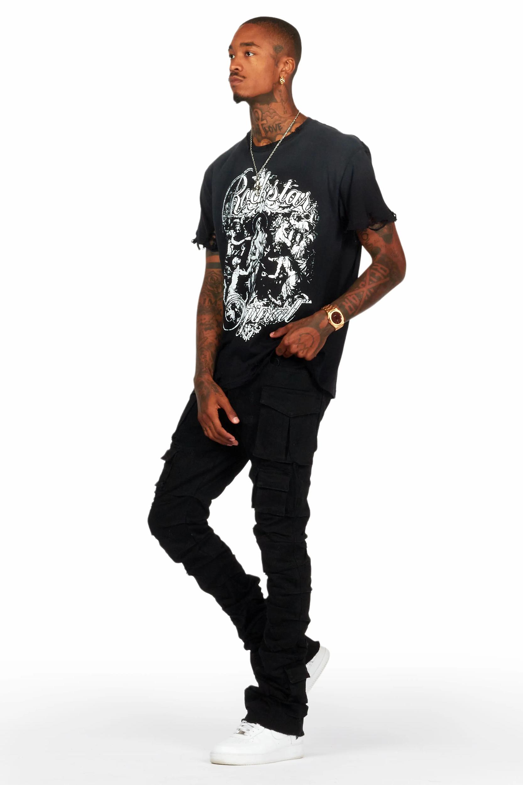 Gentry Black Stacked Flare Jean Male Product Image