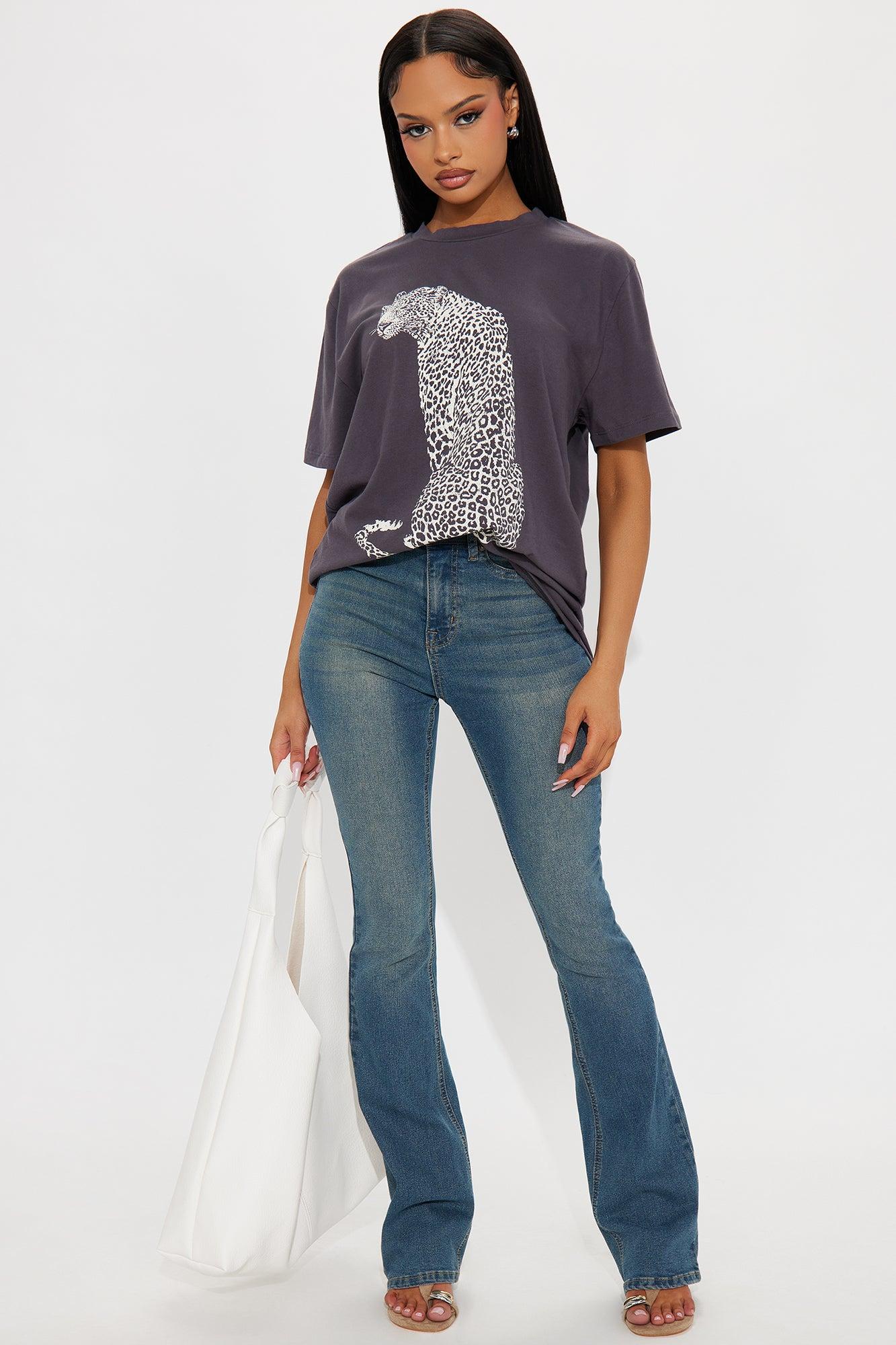 A Little Bit Wild Leopard Oversized Tee - Charcoal Product Image