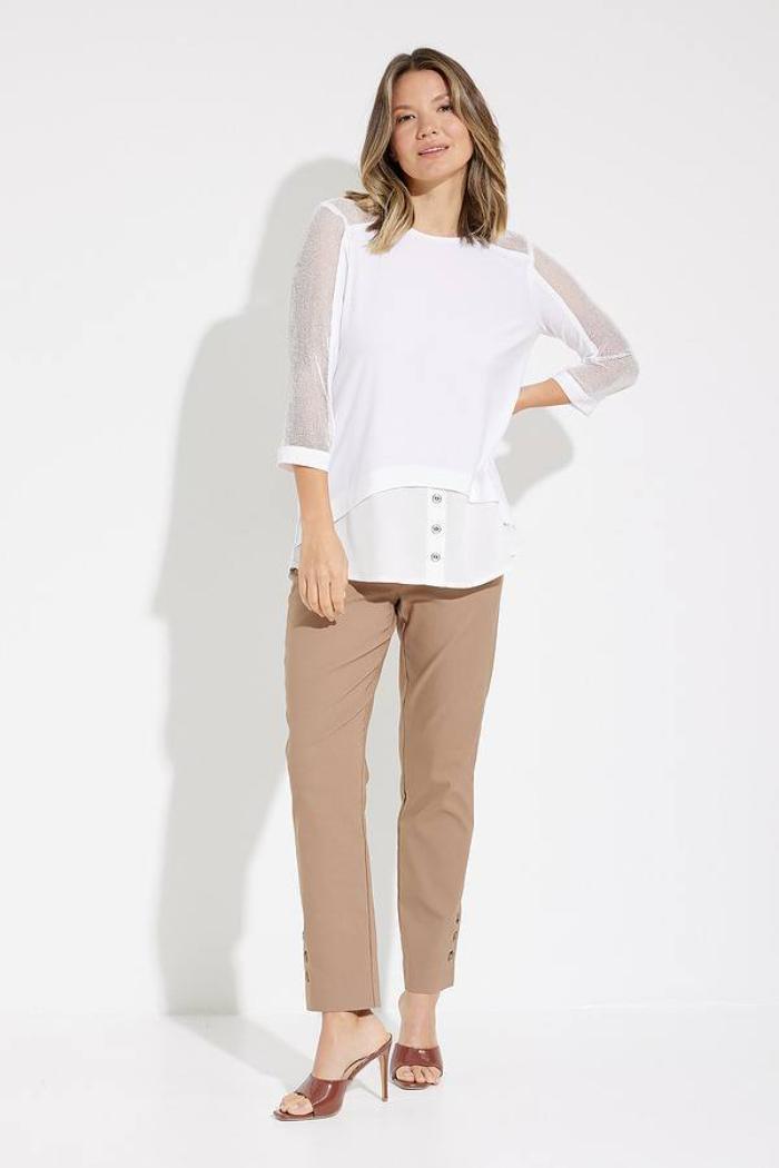 Joseph Ribkoff Button Detail High-Low Hem Top Product Image