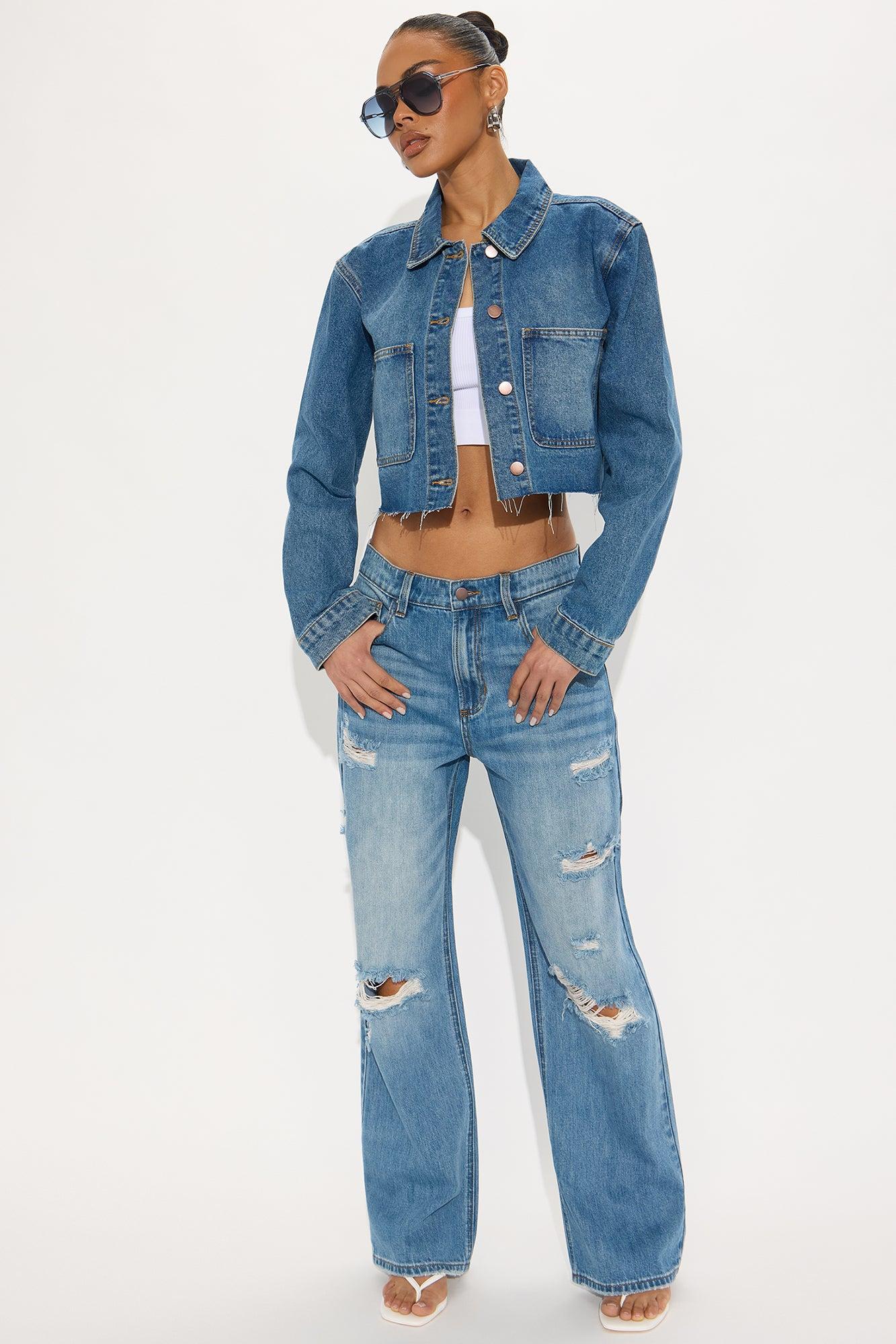 Lauryn Cropped Denim Jacket - Medium Wash Product Image