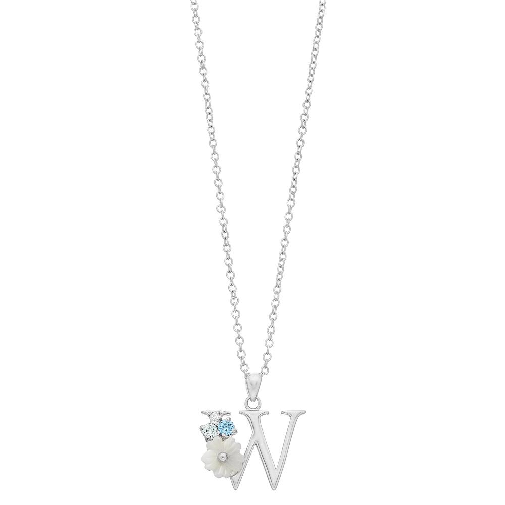 Brilliance Mother-of-Pearl Flower Initial Pendant Necklace, Women's,  Product Image
