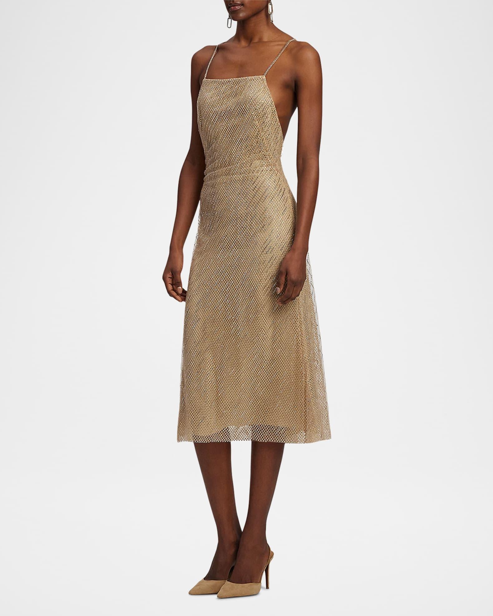 Crawford Sequined Mesh Cocktail Dress Product Image