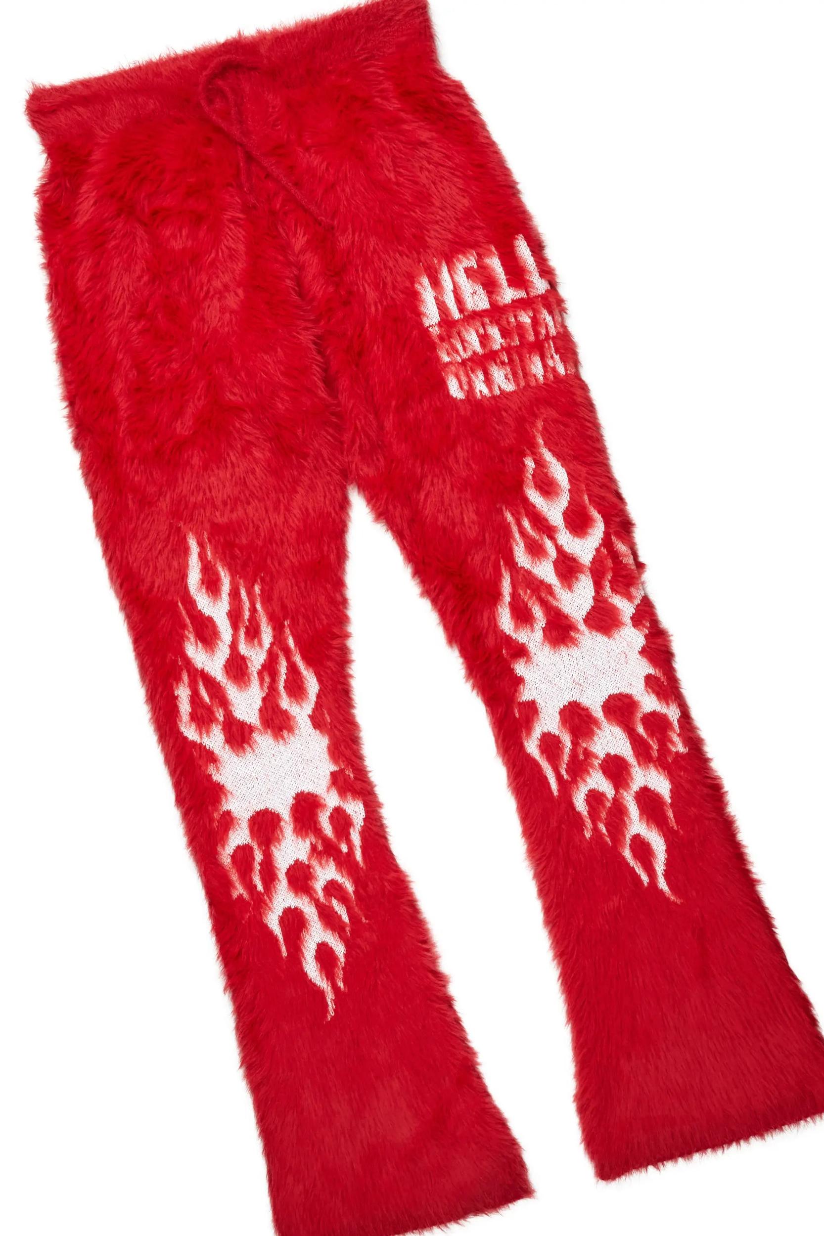 Toshio Red Stacked Flare Knitted Mohair Track Set Male Product Image