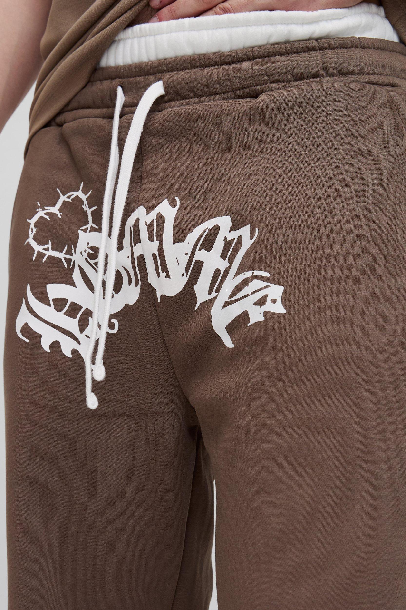 Tall Relaxed Double Waistband Heart Print Sweatpants | boohooMAN USA Product Image