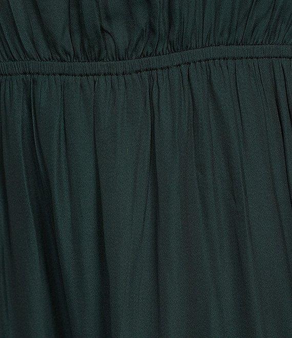 Skies Are Blue Split Tie Neck 3/4 Sleeve Tiered Ruffle Maxi Dress Product Image