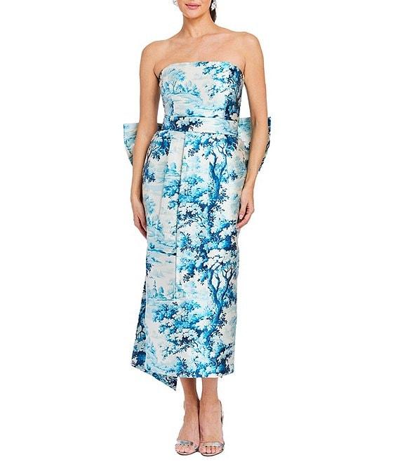 Mestiza New York Lorena Silk Blend Floral Print Strapless Convertible Bow Midi Dress Product Image