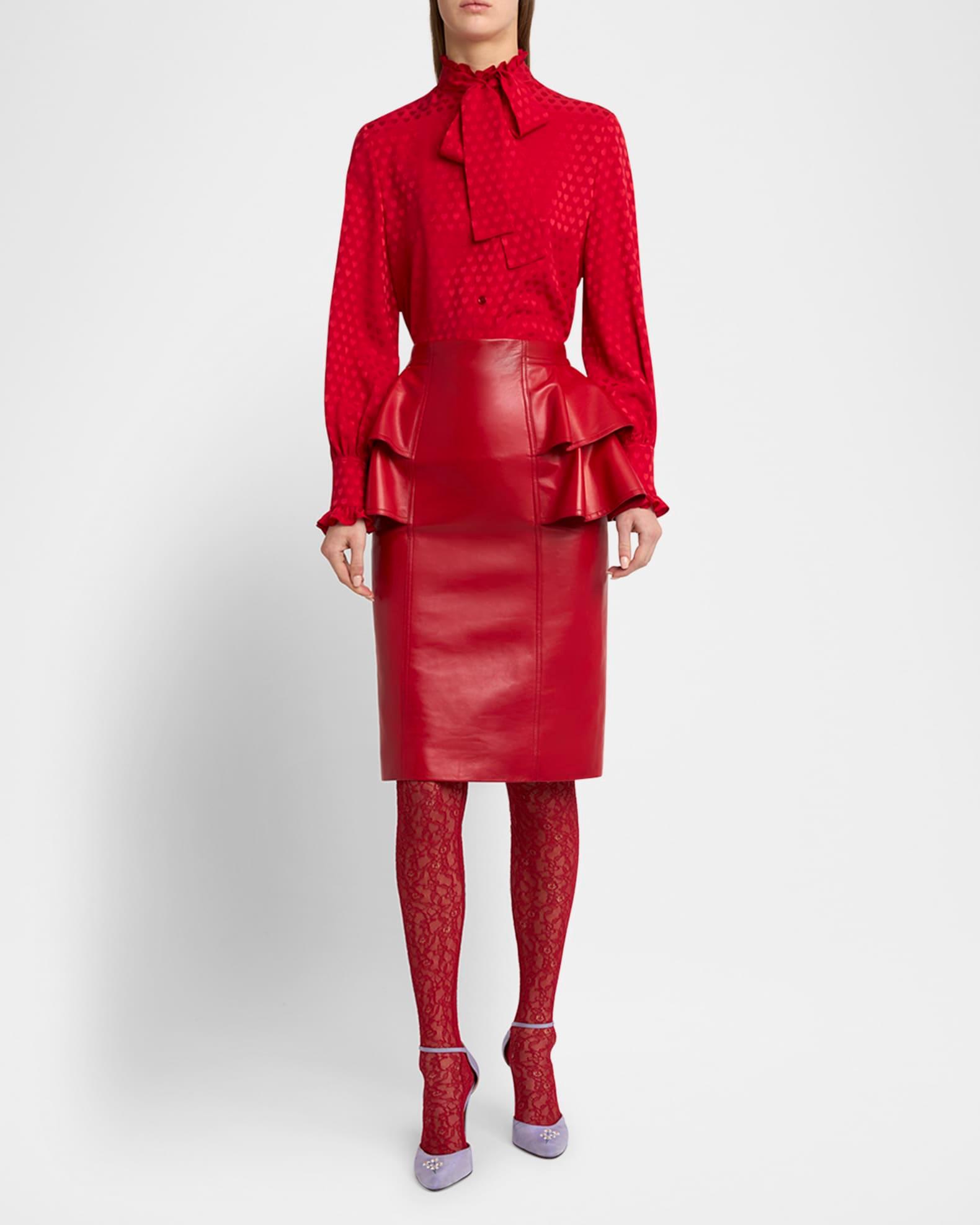 High-Neck Silk Heart Shirt Product Image