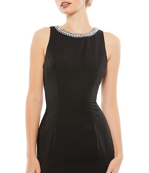 Mac Duggal Beaded Jeweled Crew Neck Sleeveless Sheath Gown Product Image