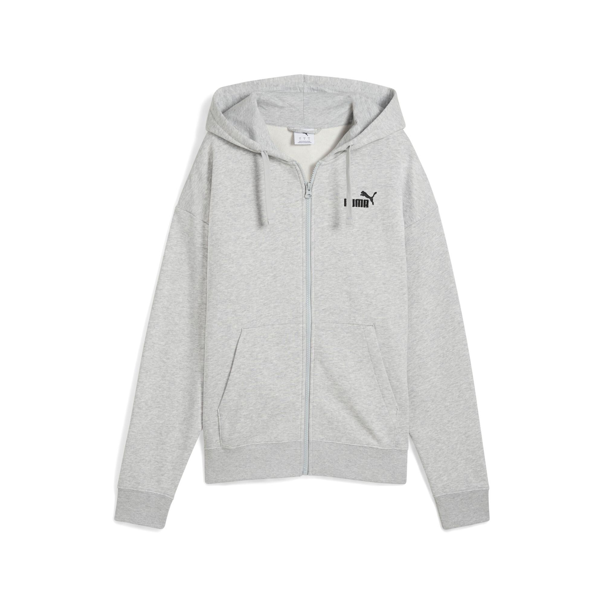 PUMA Essentials Small No. 1 Logo French Terry Women's Comfort Full-Zip Hoodie in Grey Product Image