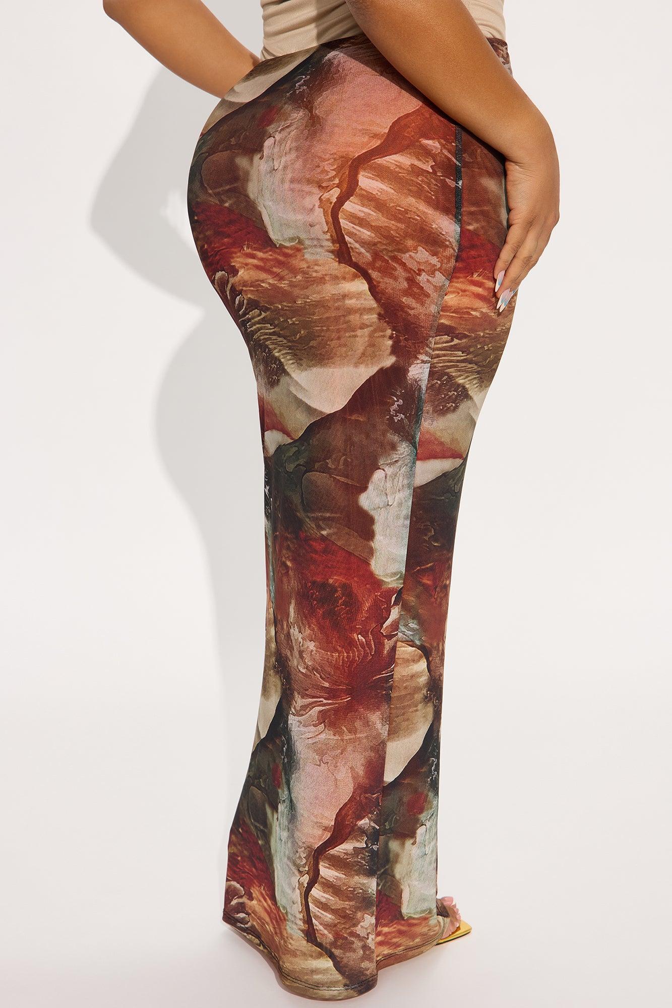 Desert Vibe Mesh Maxi Skirt - Brown/combo Product Image