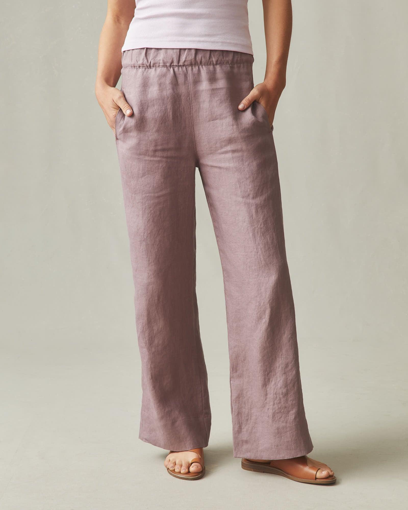 Women's Linen Wide Leg Pant - Twilight Mauve Female Product Image
