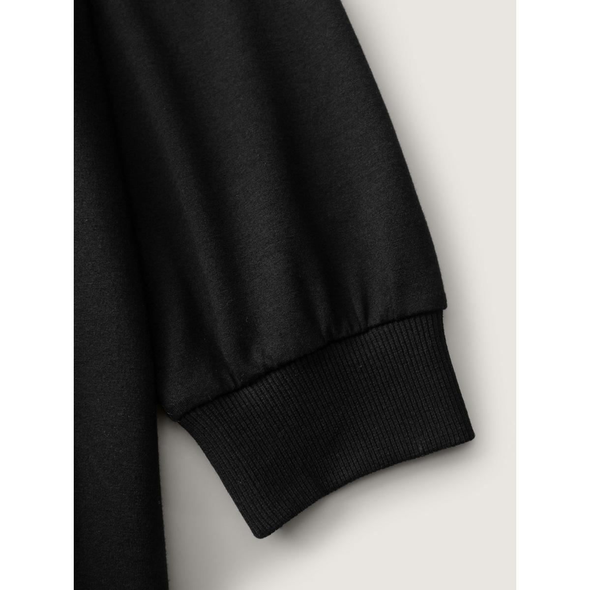 Plus Size Supersoft Heart Cut-Out Embroidery Sweatshirt Women Black Leisure Contrast Round Neck Casual Sweatshirts BloomChic 22-24/3X Product Image