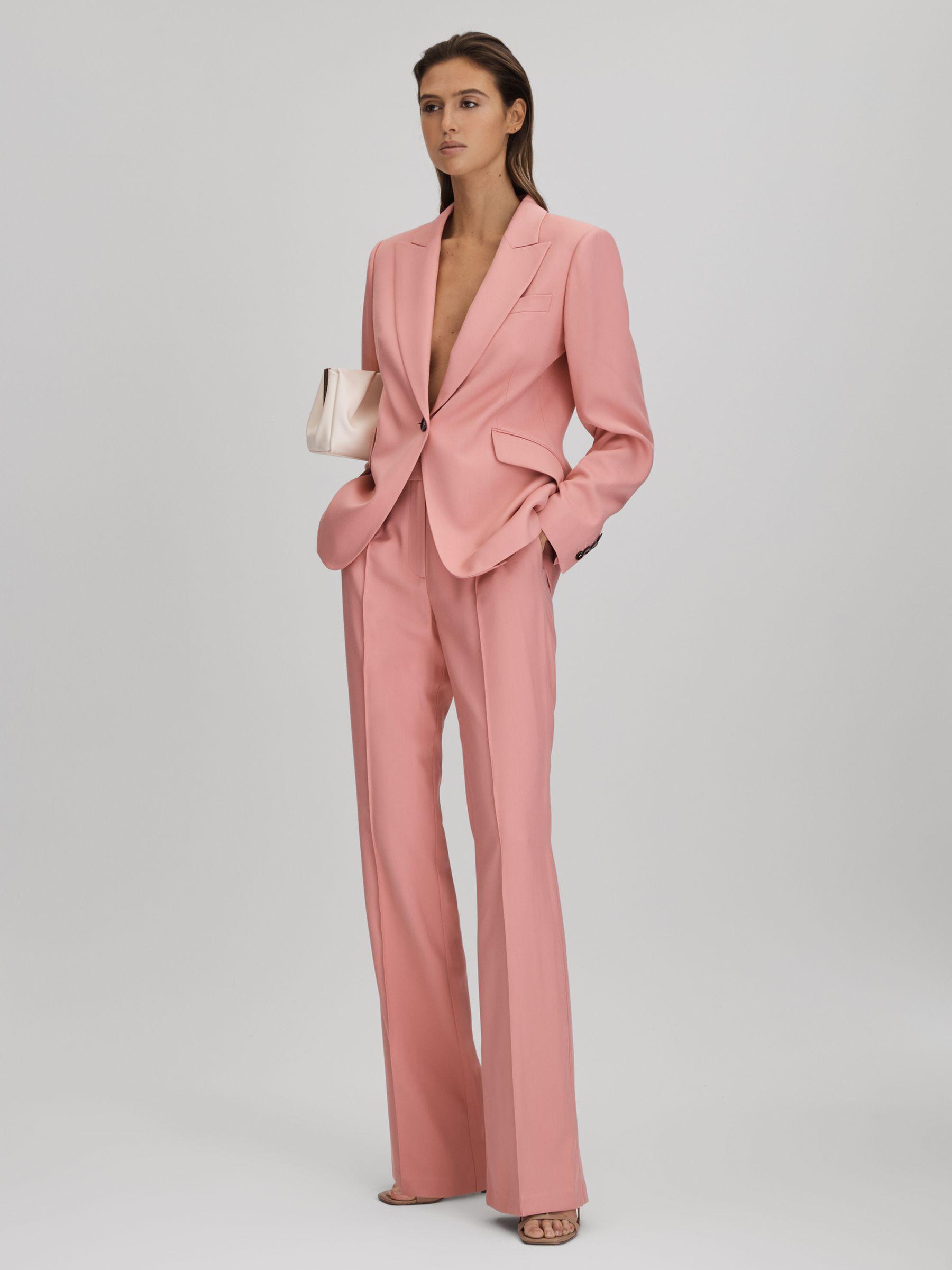 Tailored Single Breasted Suit Blazer in Pink Product Image