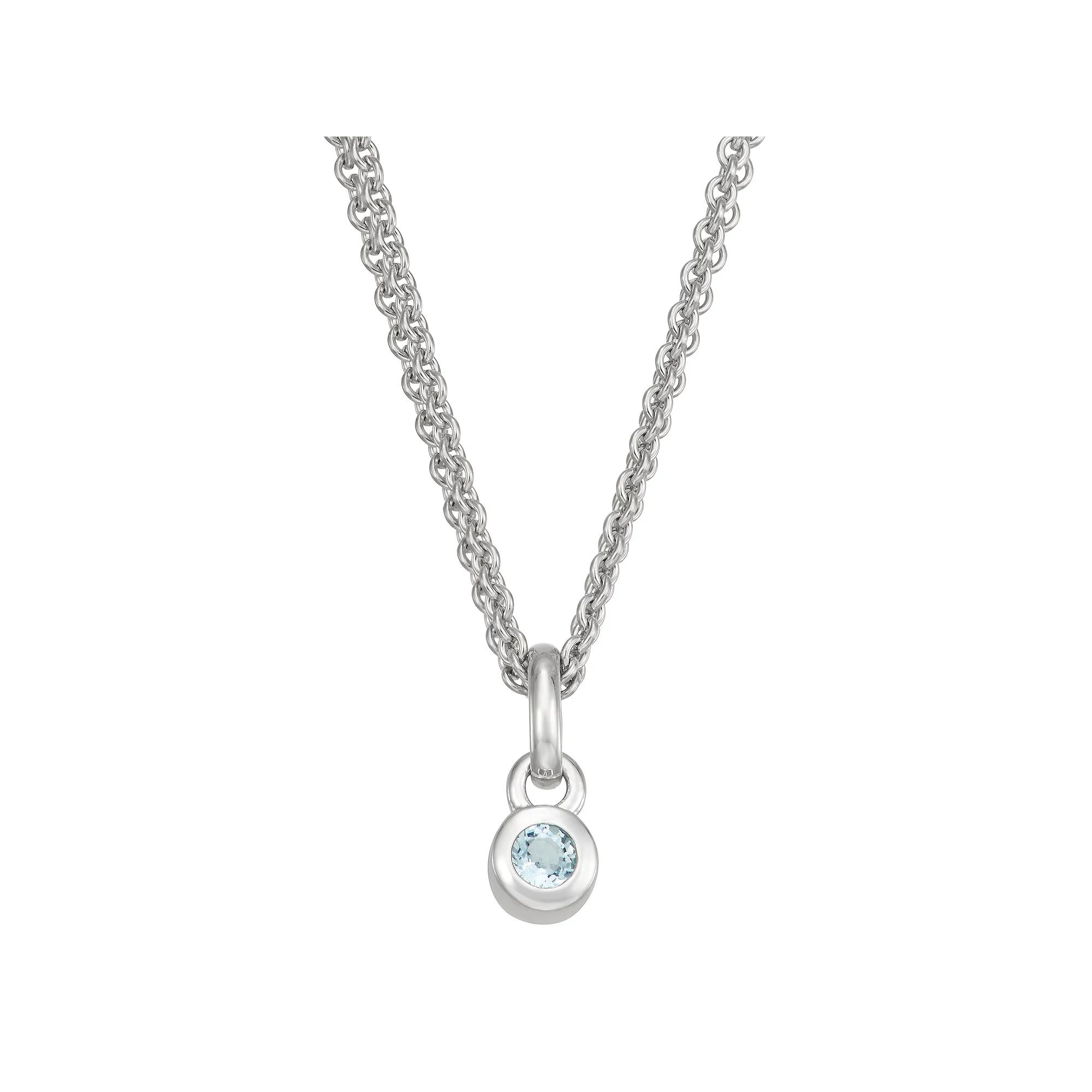 Sterling Silver Aquamarine Charm Necklace, Women's, Size: 18", Silver Tone Product Image