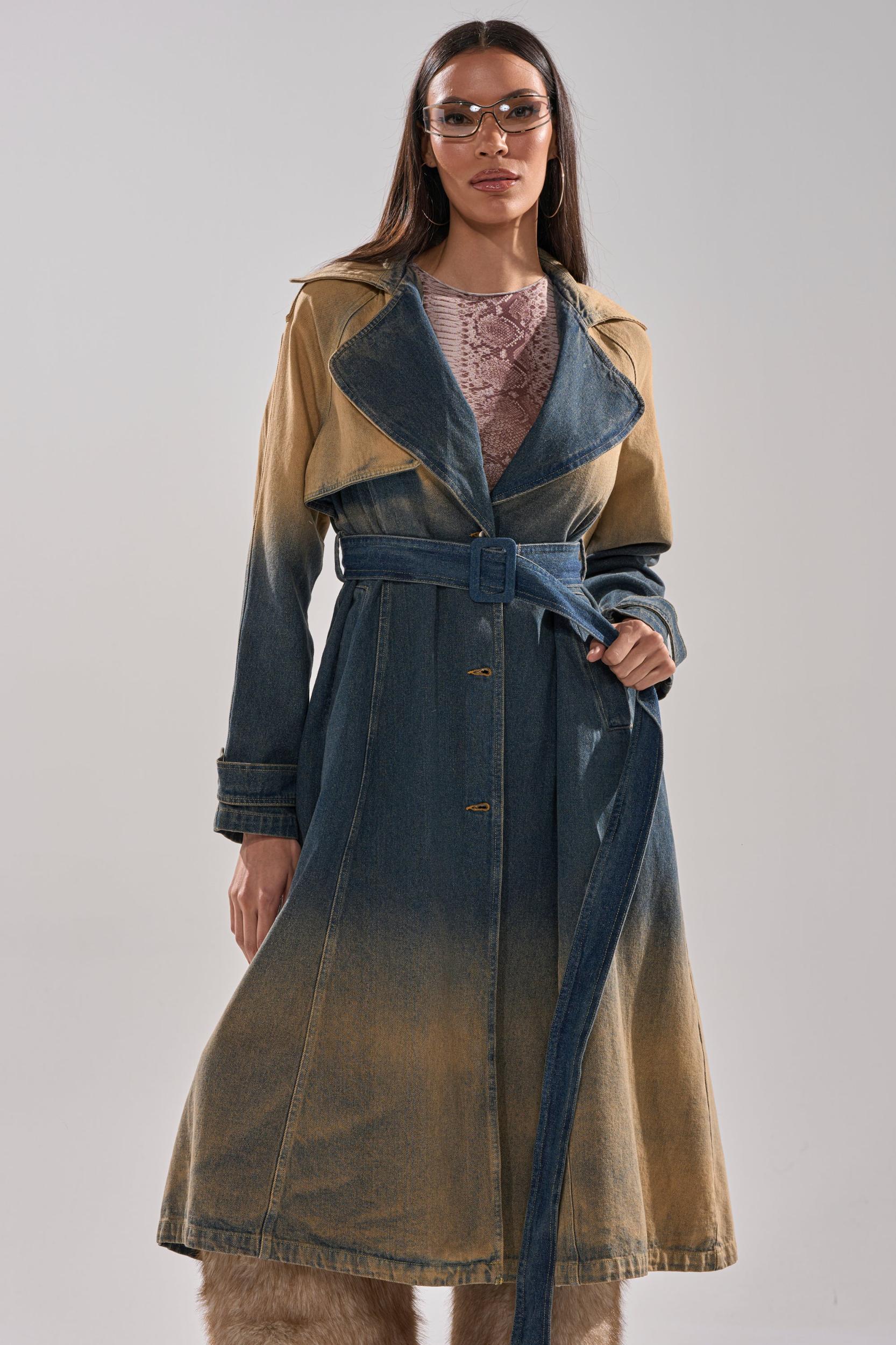 ACID WASHED DENIM TRENCH Product Image