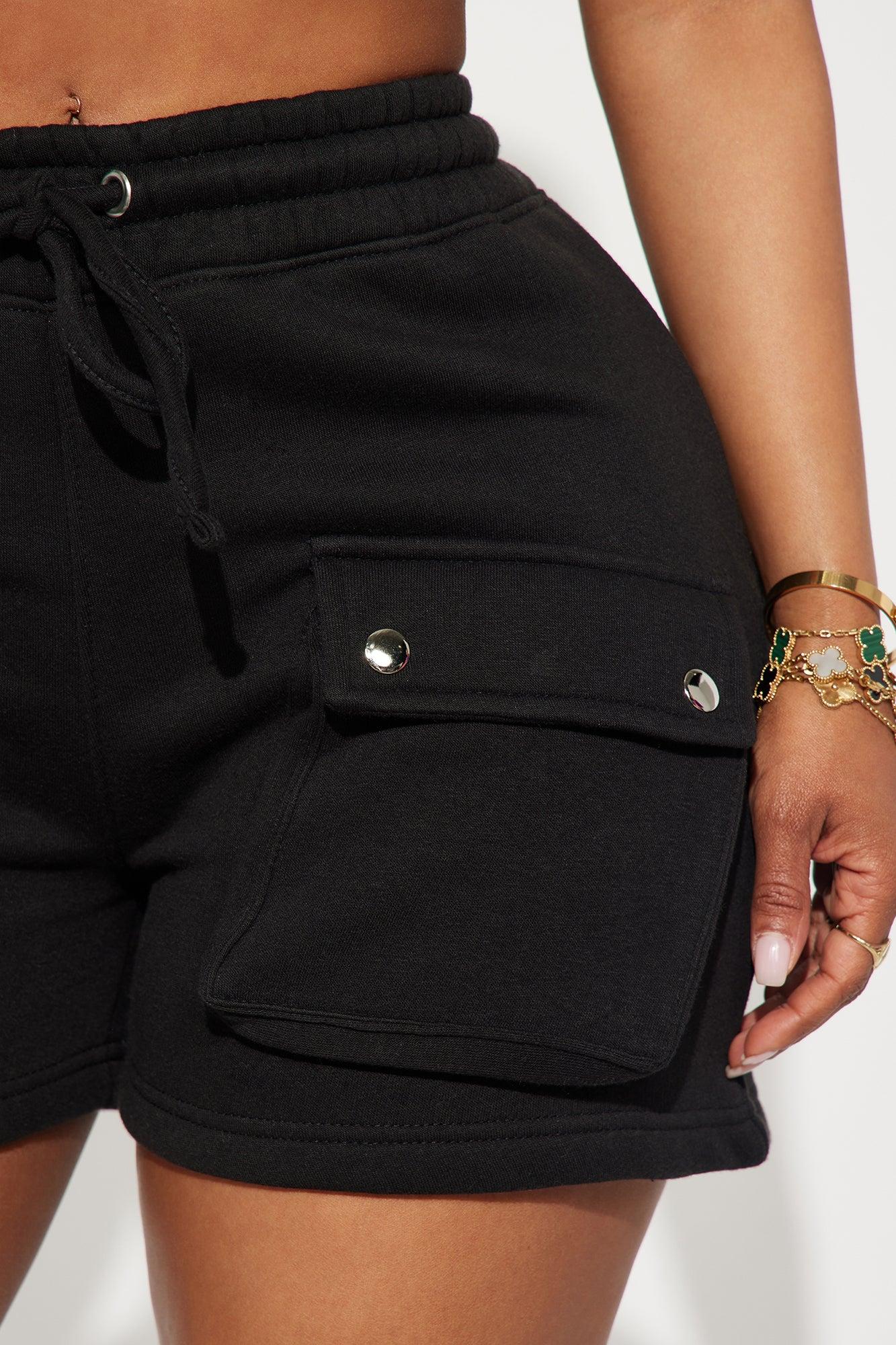 Put It In Your Pocket Fleece Shorts - Black Product Image