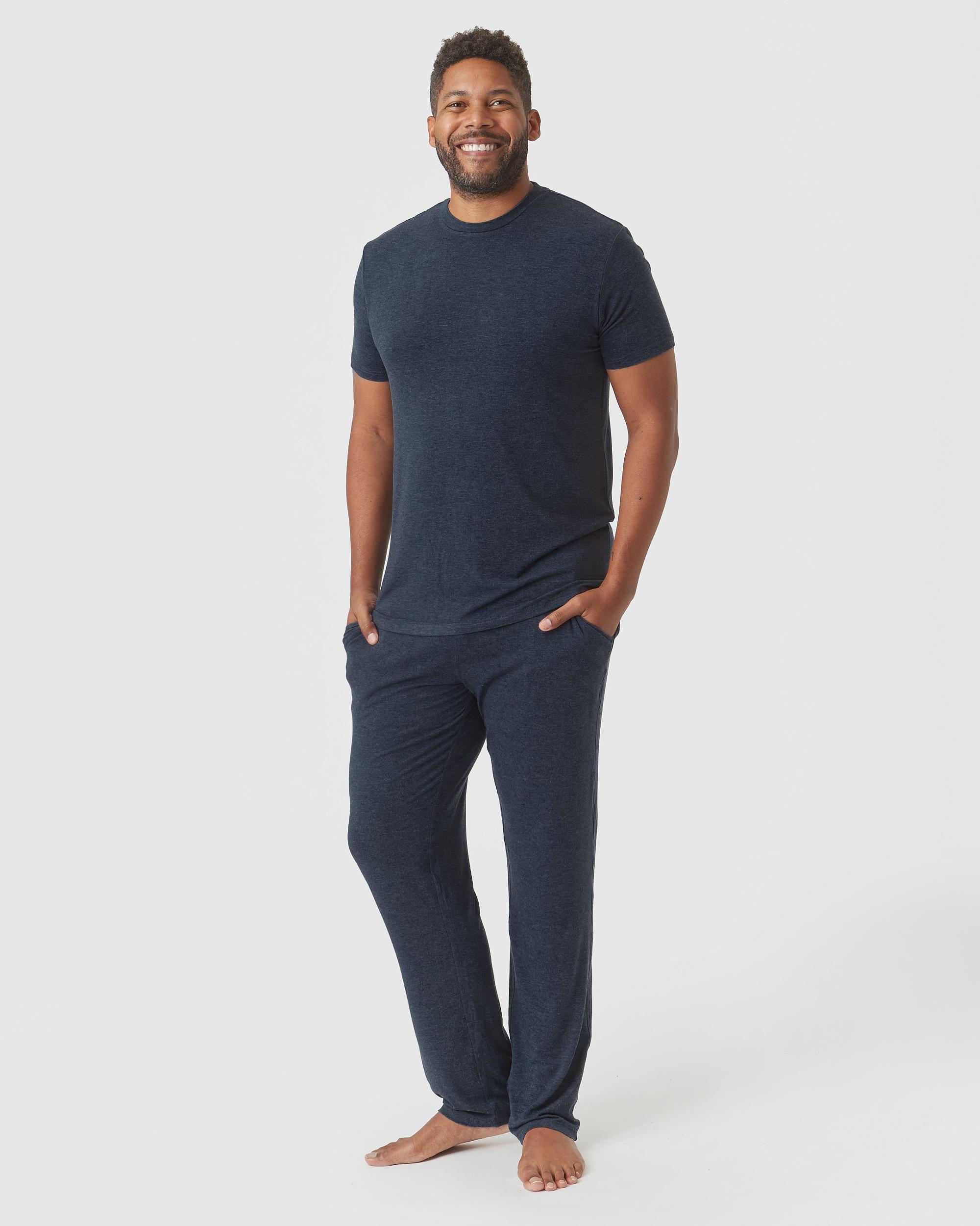 Heather Navy Short Sleeve Loungewear Tee Product Image