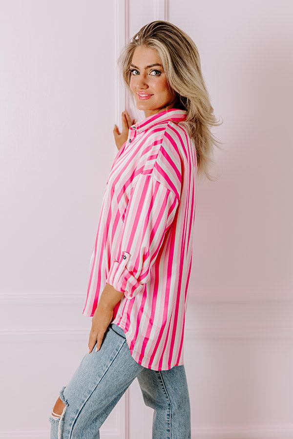 Stripe Along Satin Button Up Product Image