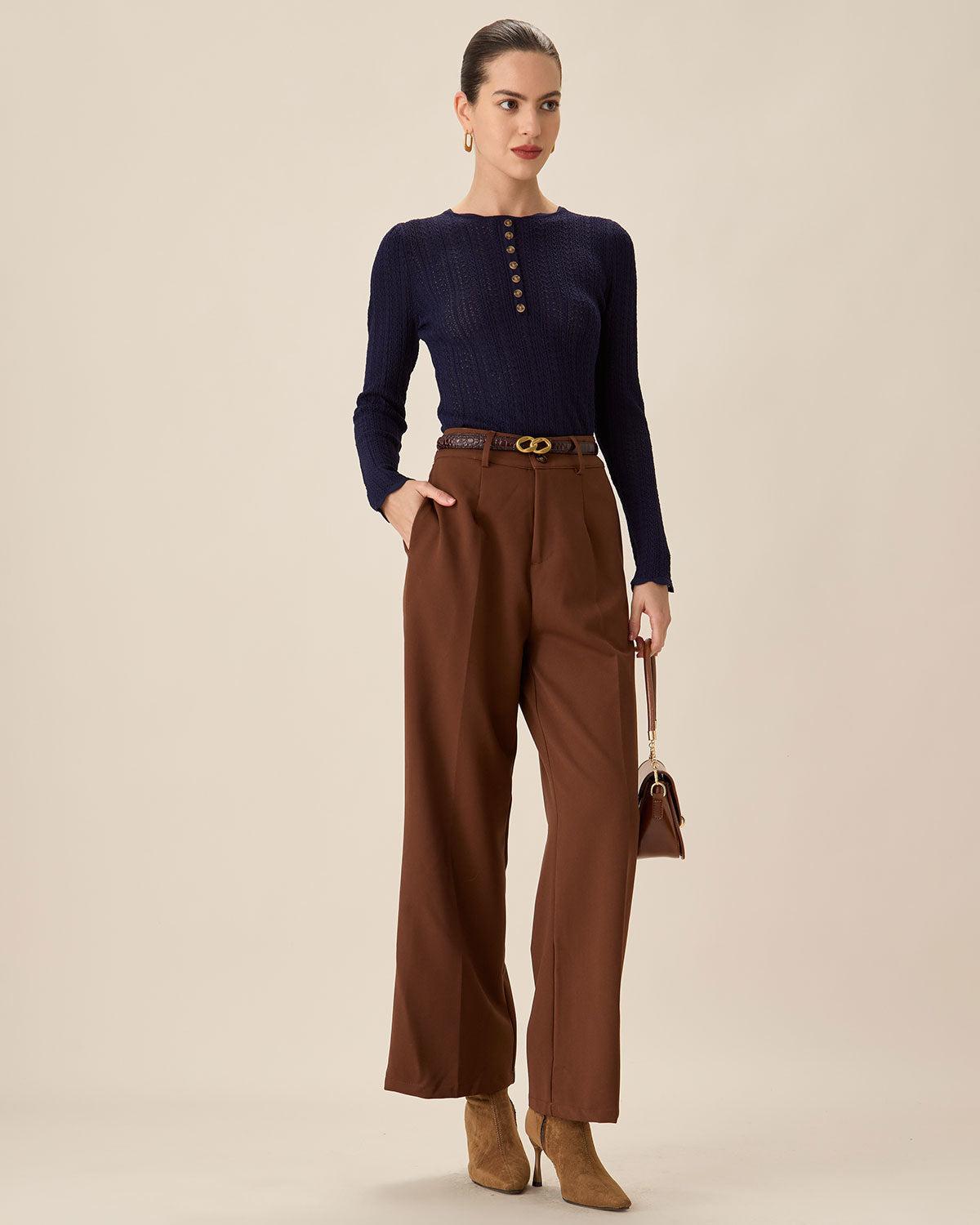 Navy Round Neck Slim Sweater Product Image