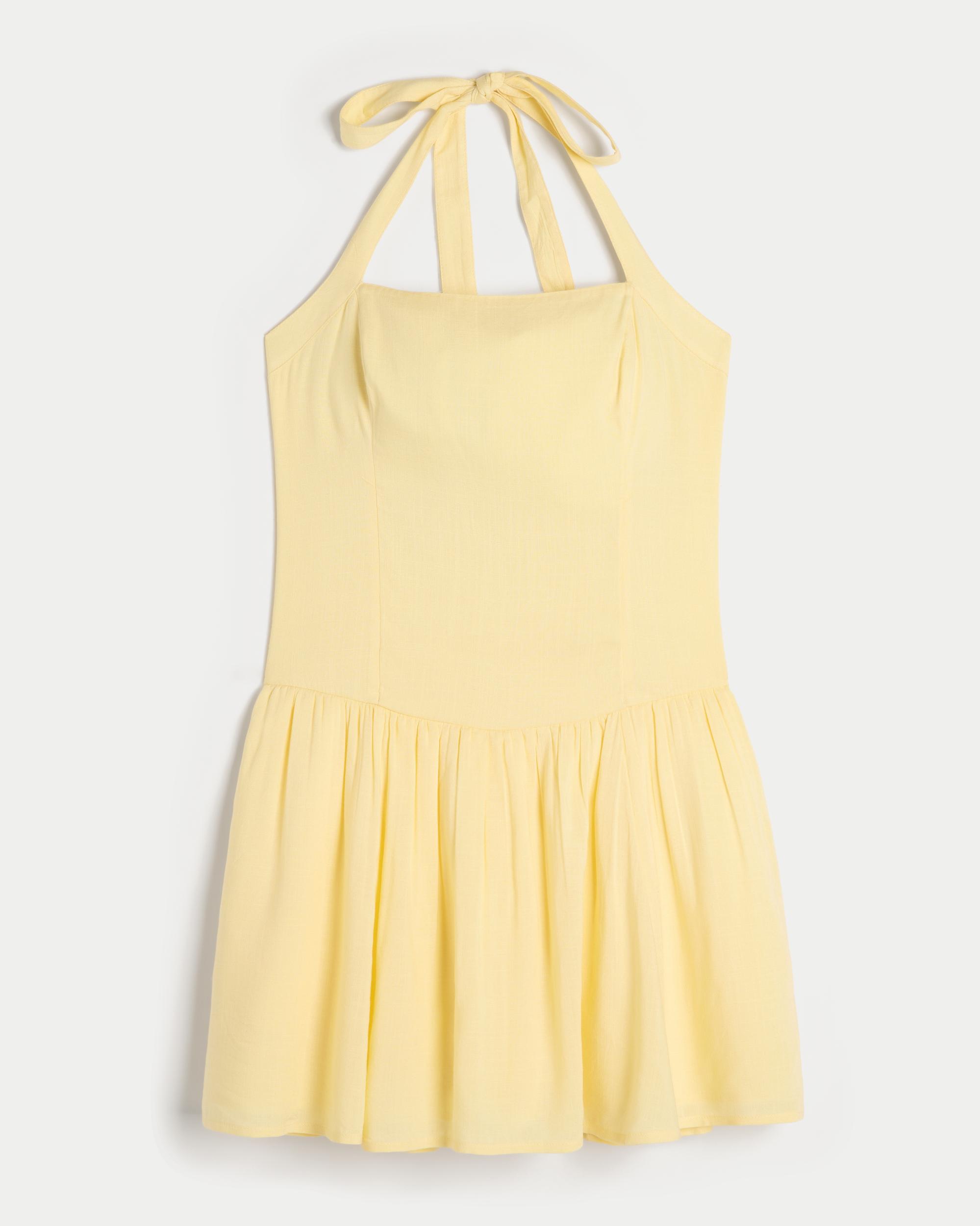 Drop Waist Halter Mini Dress Product Image