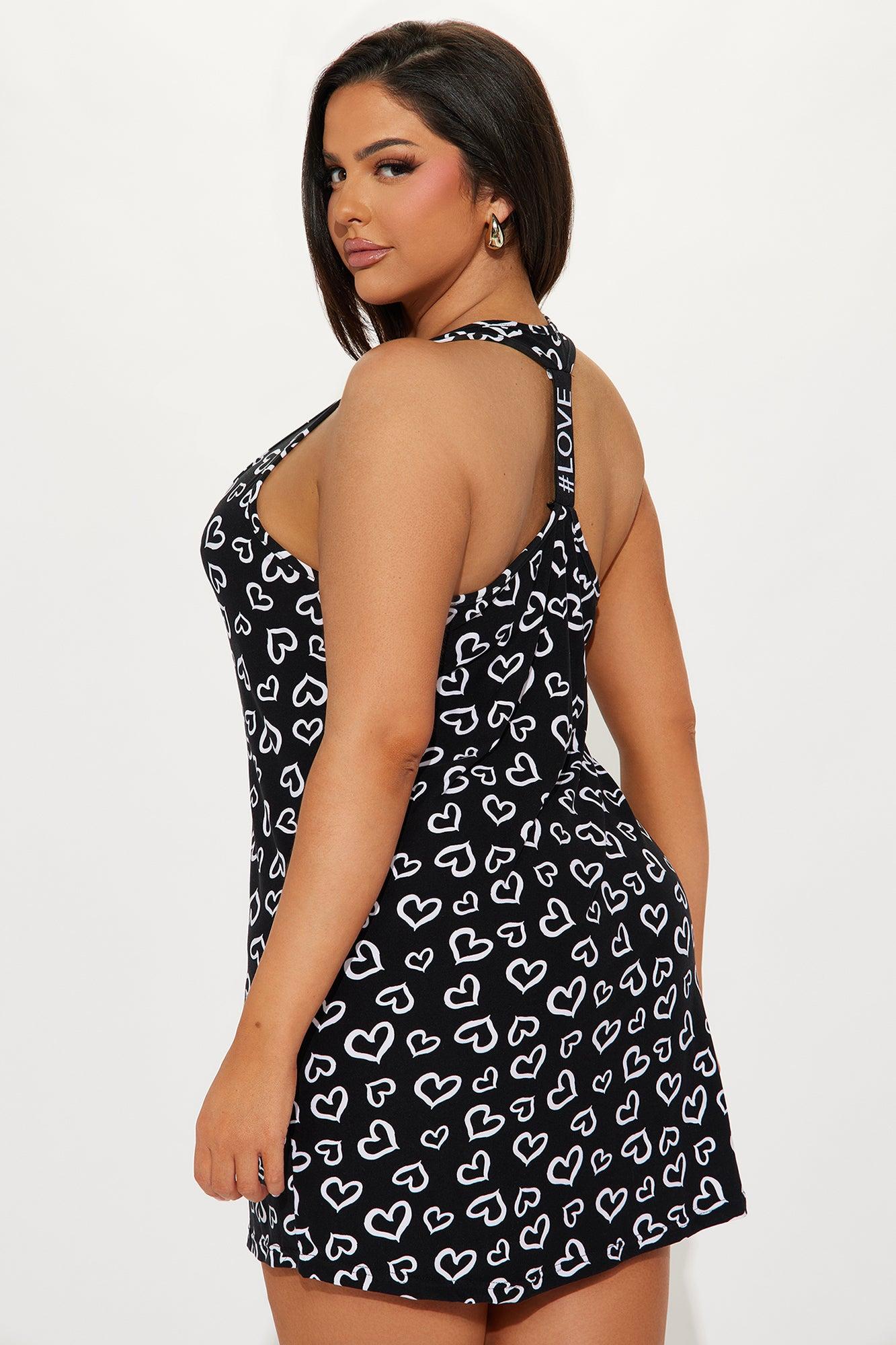 Give You My Heart PJ Sleep Dress - Black/White Product Image