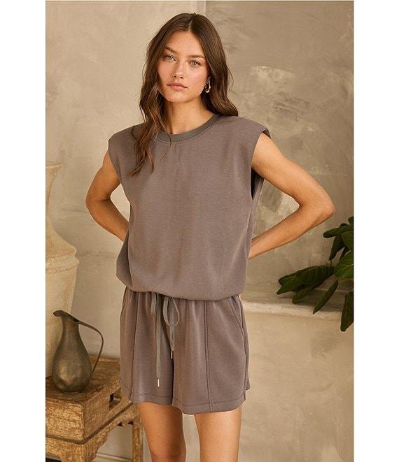 Skies Are Blue Brushed Modal Crew Neck Sleeveless Muscle Top Product Image