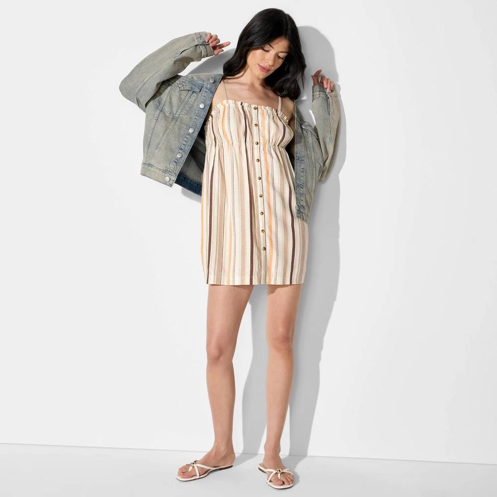 Women's Button-Front Mini A-Line Dress - Wild Fable™ Product Image