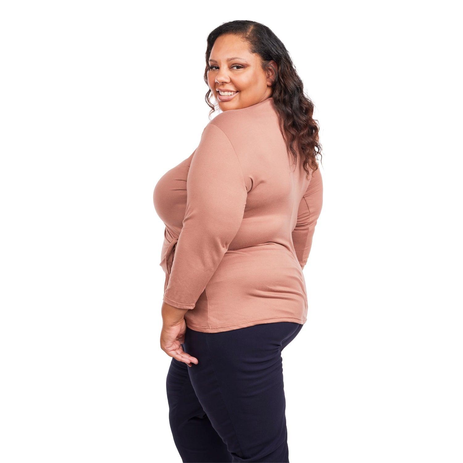 Inner Beauty Plus Solid 3/4 Sleeve Surplice Front V-Neck Top Product Image