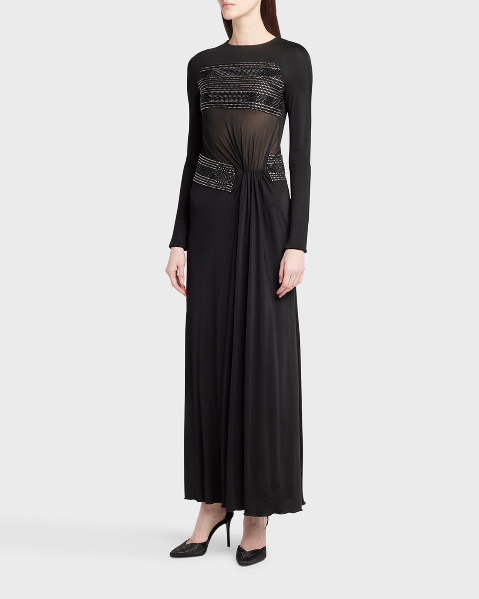 Crystal Sheer Midriff Jersey Gown  Product Image