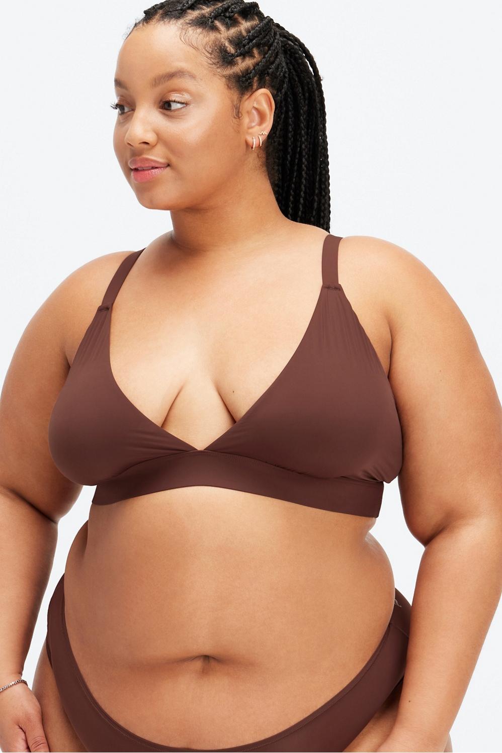 Fabletics Fine Touch Triangle Bralette Womens Saddle Brown plus Size 2X Product Image