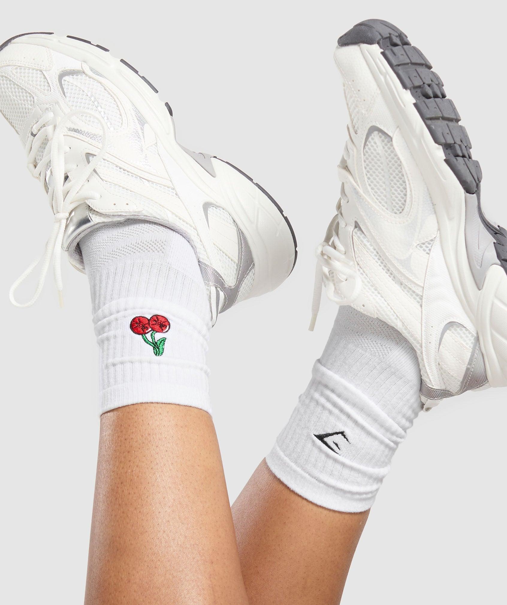 Graphic Cherries Crew Sock Single Product Image