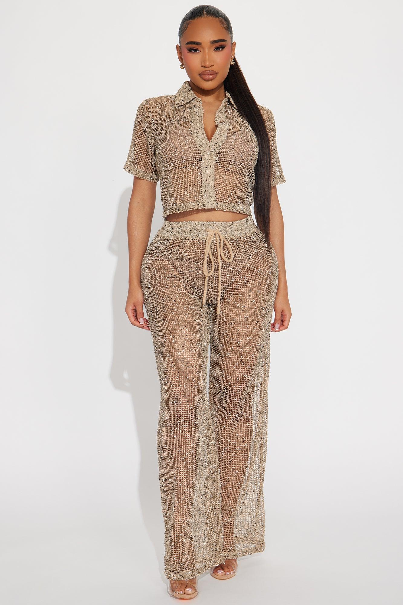Playa Vista Crochet Cover Up Crop Top - Brown/combo Product Image