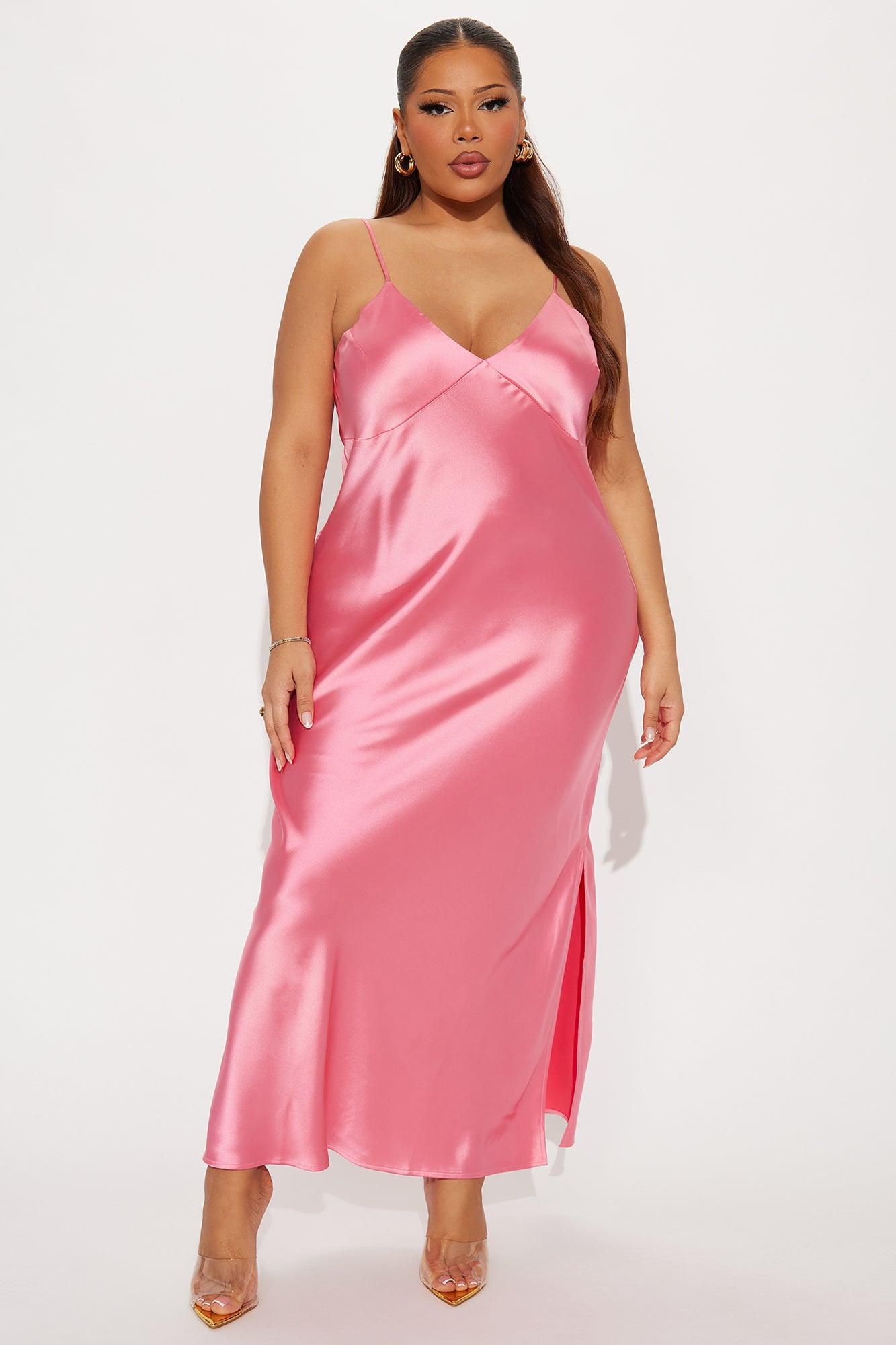 Found You Satin Sweater Maxi Dress Set - Pink Female Product Image