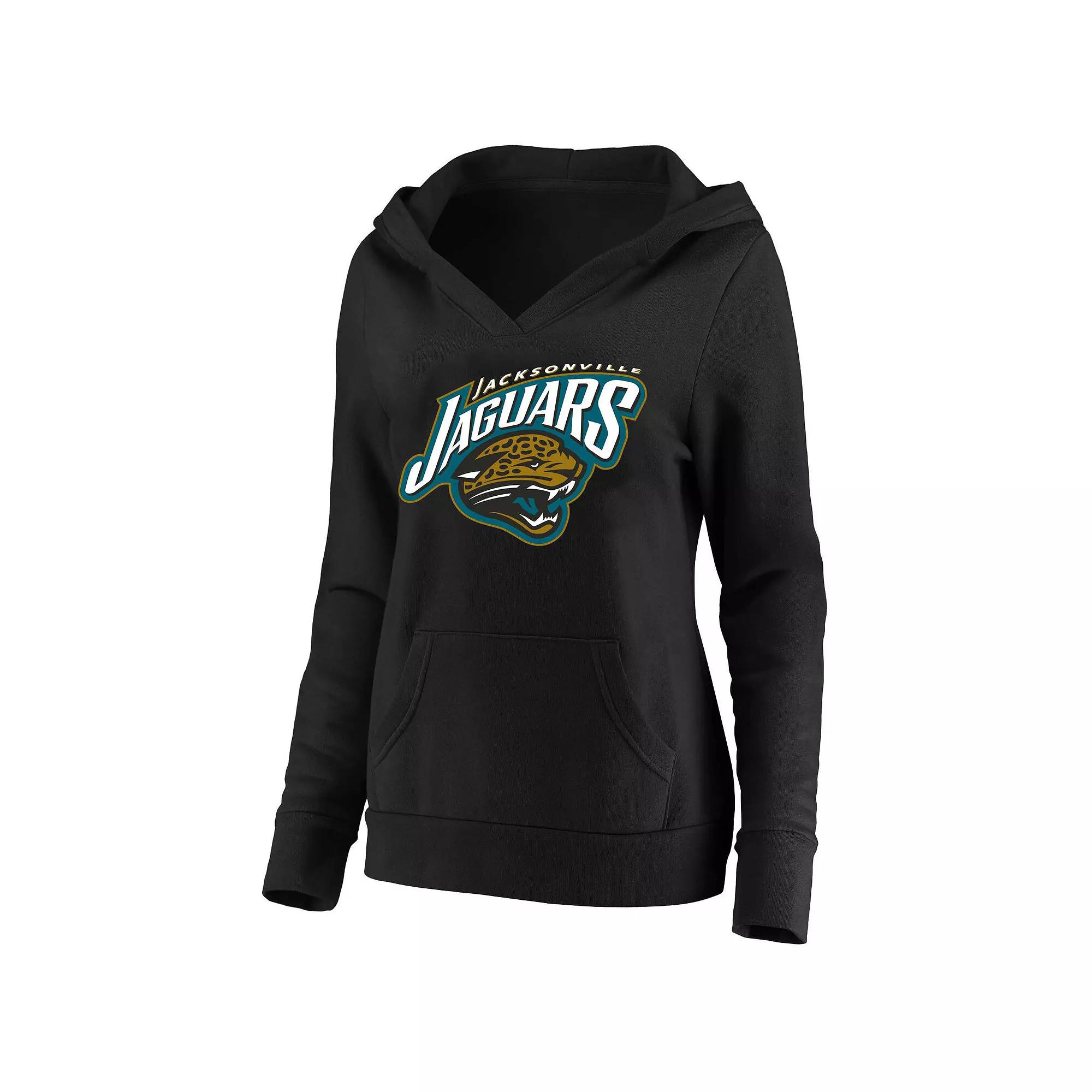 Women's Mitchell & Ness Black Jacksonville Jaguars Classic Logo V-Neck Pullover Hoodie,  Product Image