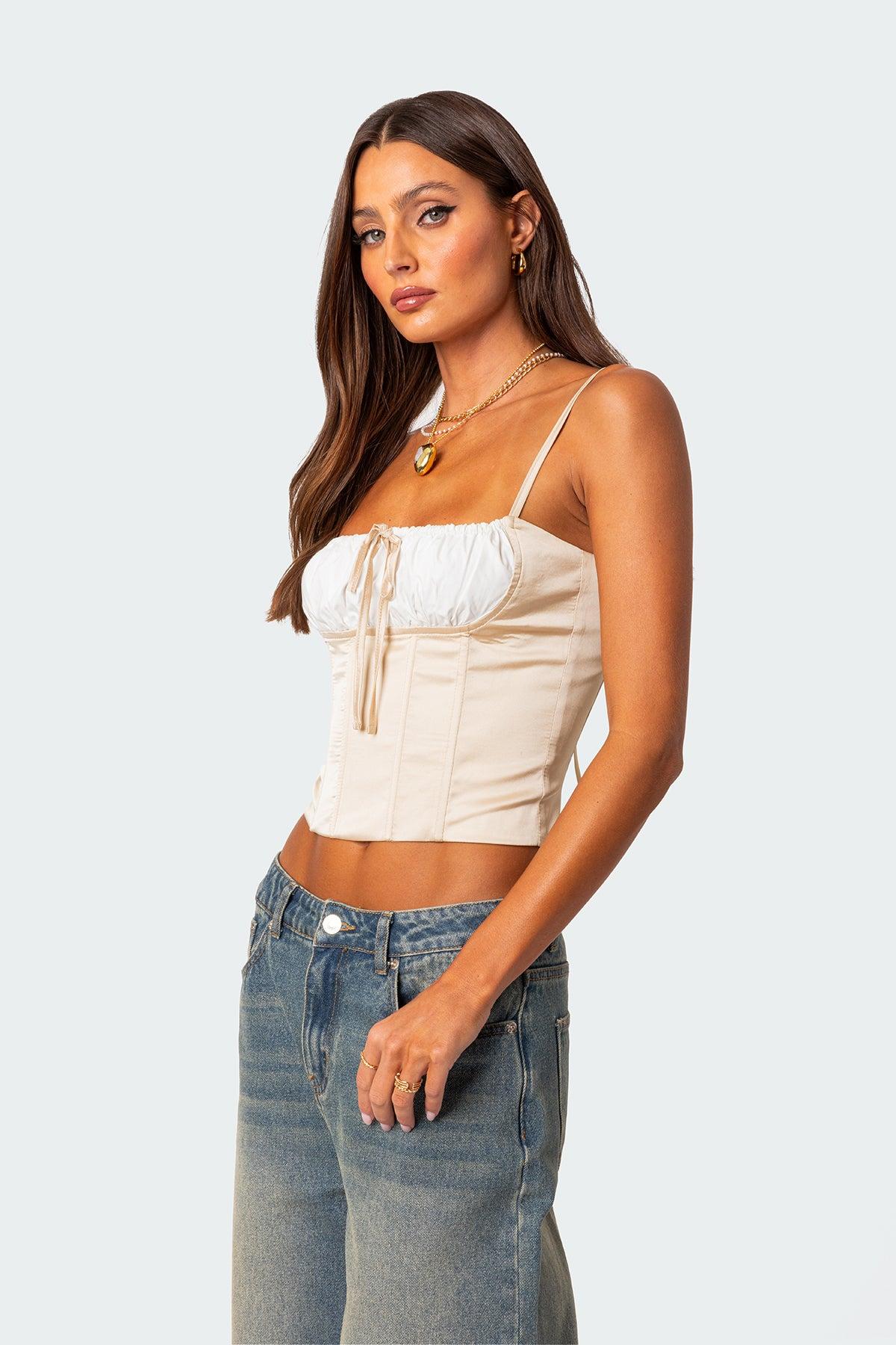 Arabelle Satin Effect Lace Up Corset Product Image