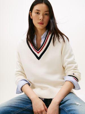 Varsity Stripe V-Neck Sweater Product Image
