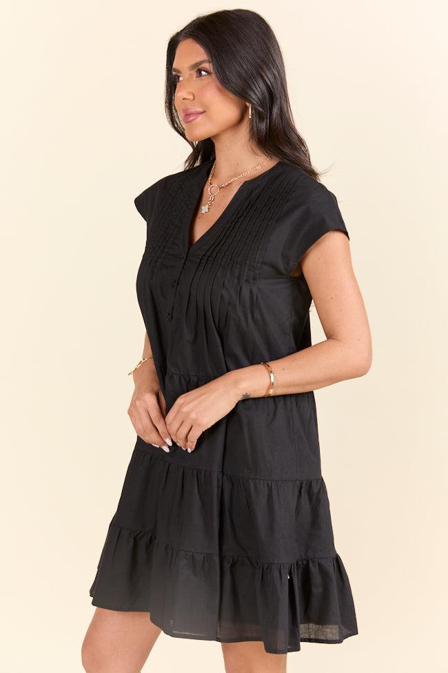 Just A Little Black Button Up Mini Dress FINAL SALE Product Image