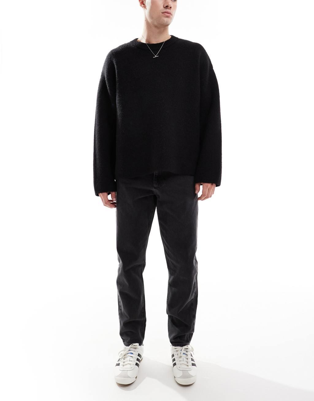 ASOS DESIGN tapered jeans in washed black  Product Image