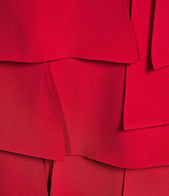 IC Collection Knit Round Neck Sleeveless Tiered Ruffle Asymmetrical Maxi Dress Product Image