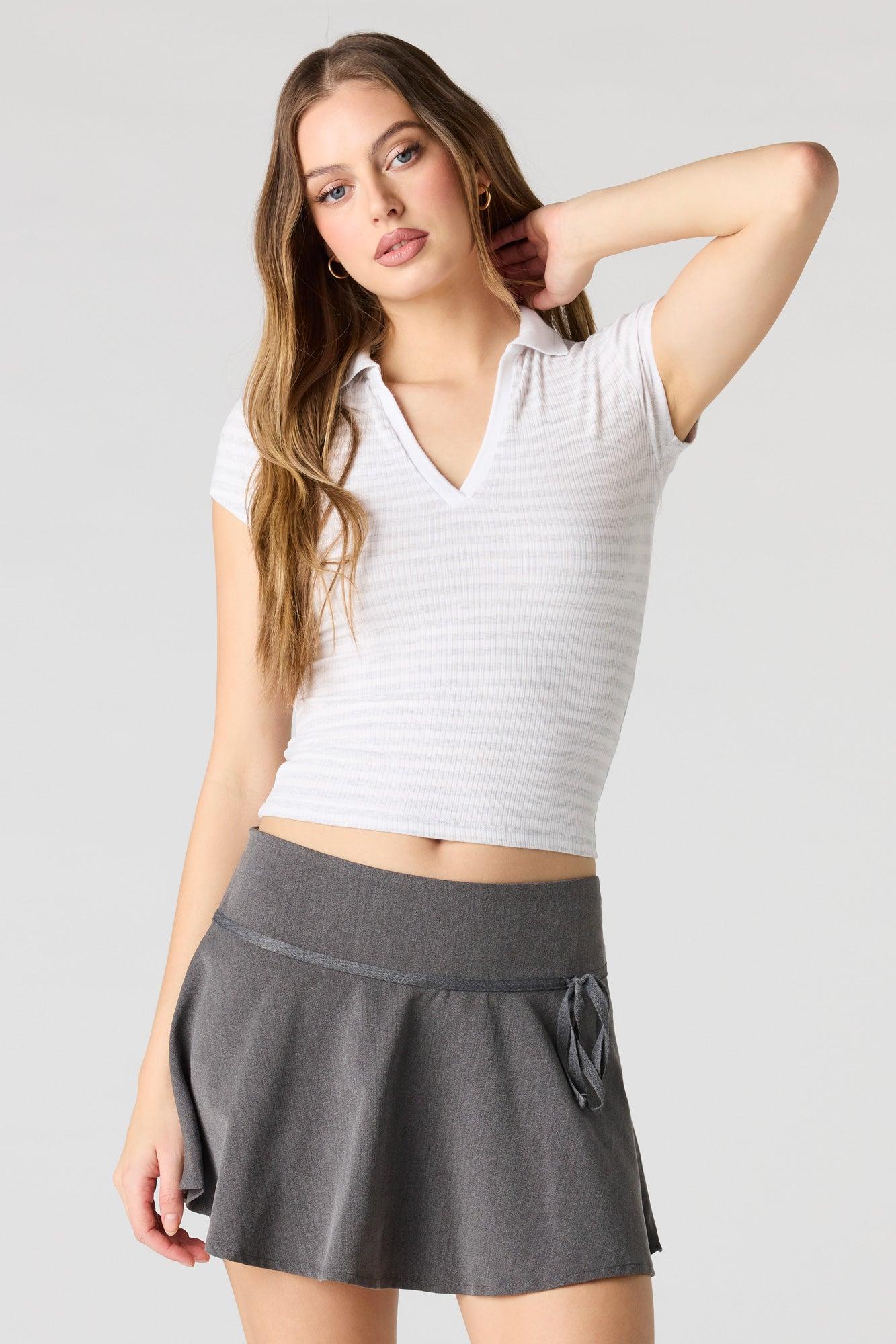 Ribbed Collared T-Shirt Female Product Image