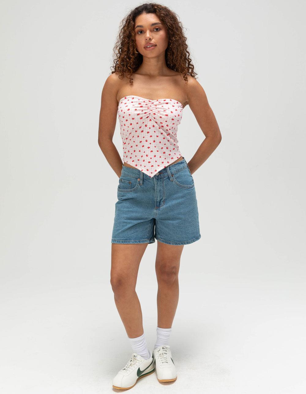 FULL TILT Strawberry Hanky Womens Tube Top - WHITE COMBO Product Image