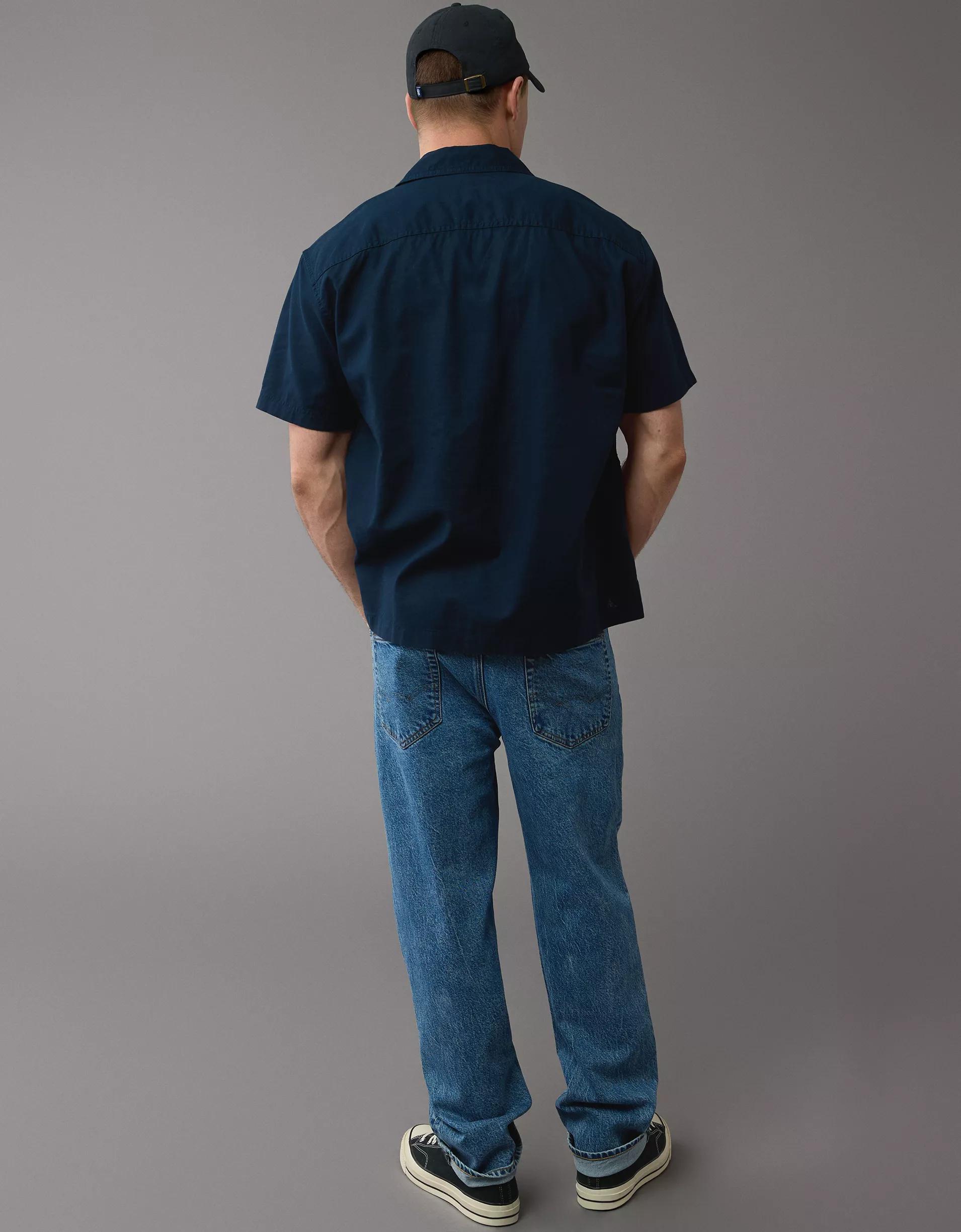 AE Poolside Linen-Blend Button-Up Shirt Product Image