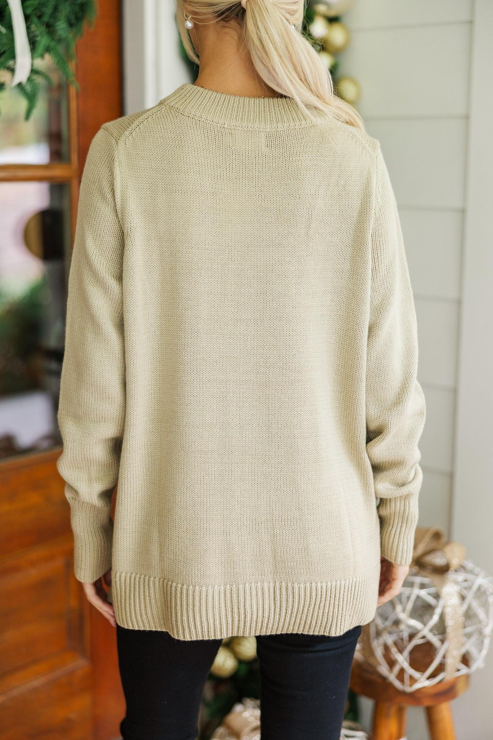 The Slouchy Taupe Side Button Sweater Female Product Image