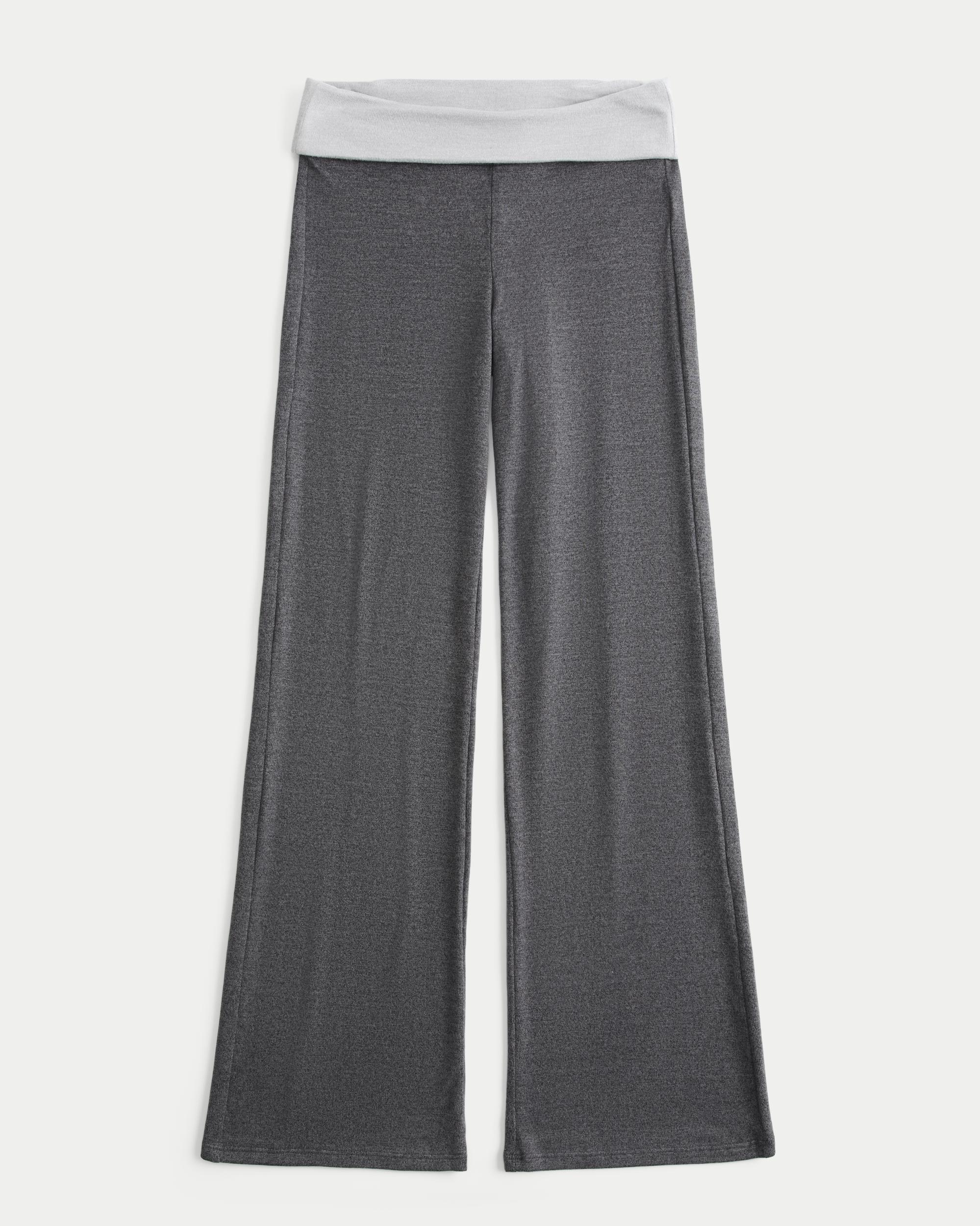 Foldover Waist Knit Flare Pants Product Image