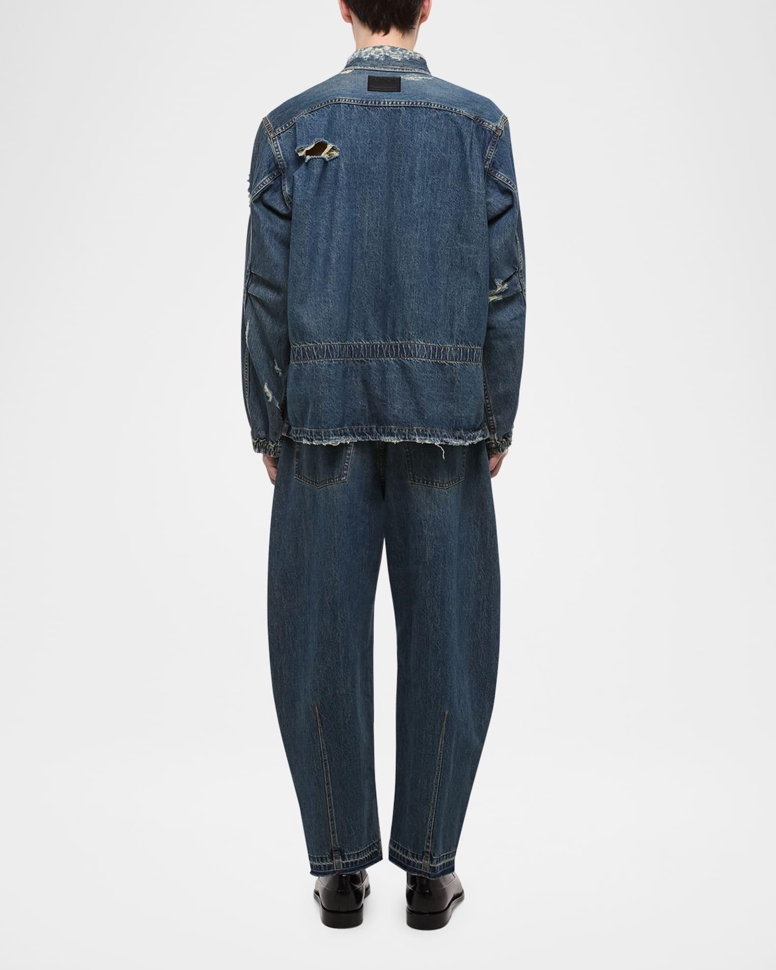 Men's Distressed Denim Uniform Shirt Product Image