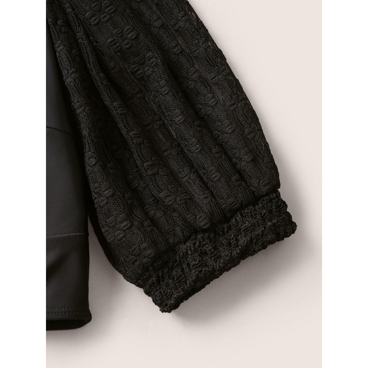 Plus Size Square Neck Patchwork See Through Swim Top Women's Swimwear Indigo Beach See through High stretch Skinny Square Neck Curve Swim Tops BloomChic 22-24/3X Product Image