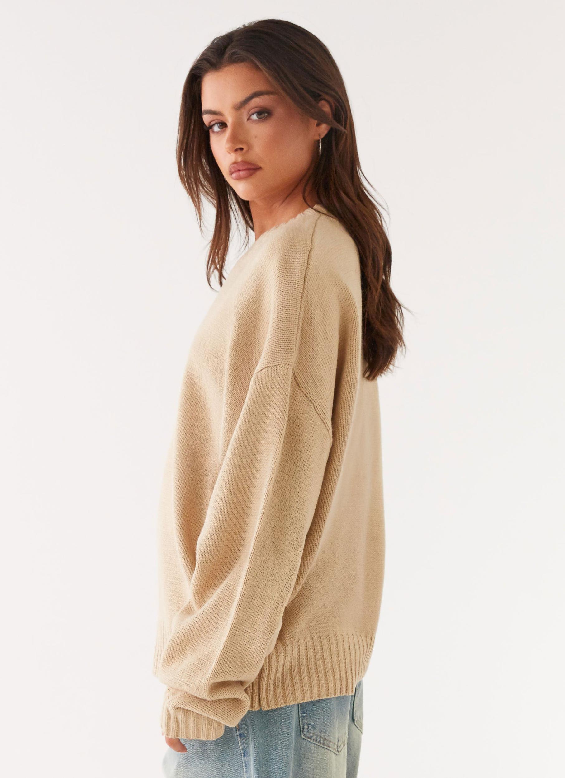 Emma Oversized Sweater - Beige Product Image