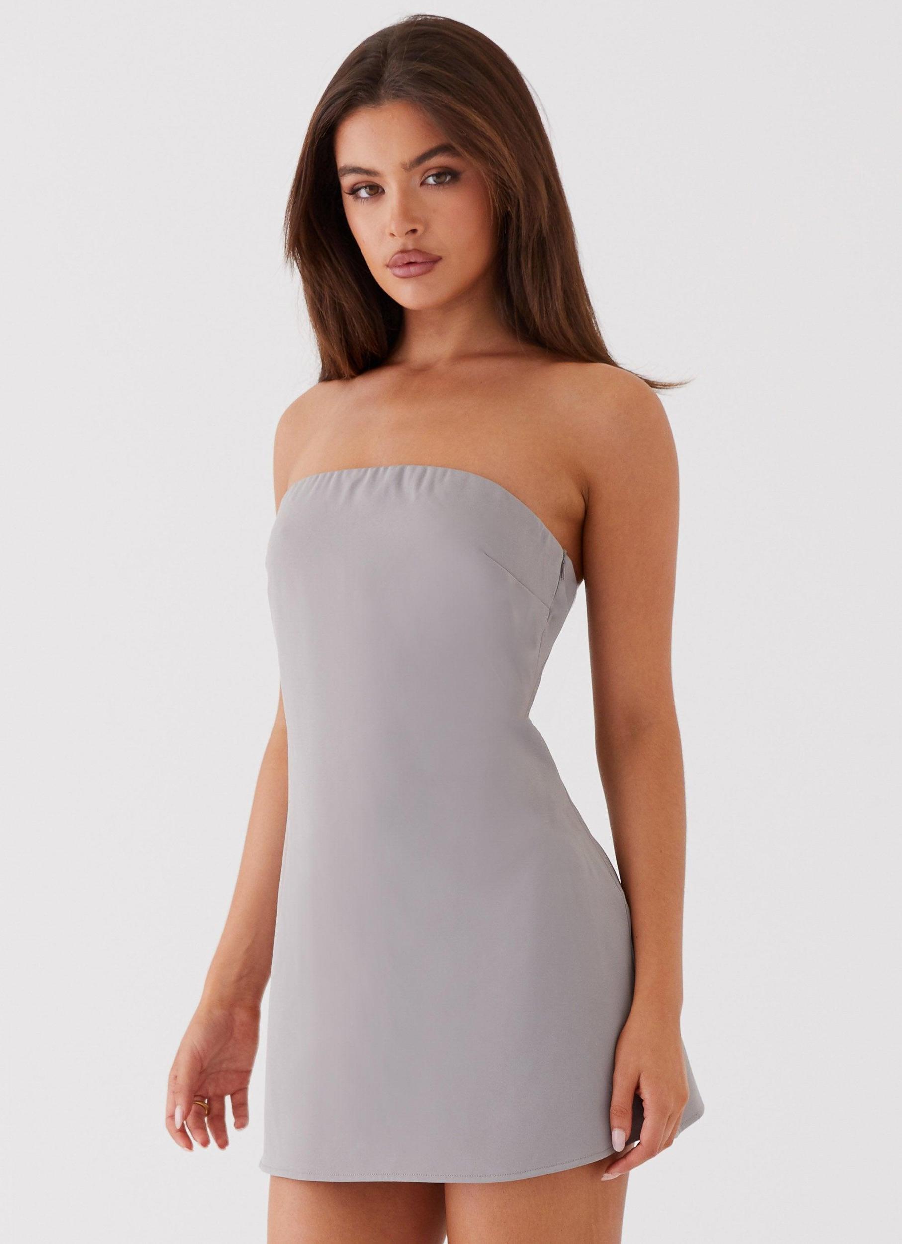 Rachel Strapless Mini Dress - Grey Product Image