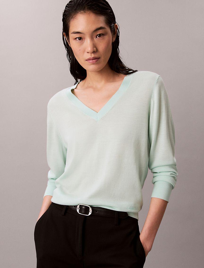 Merino Wool V-Neck Sweater Product Image